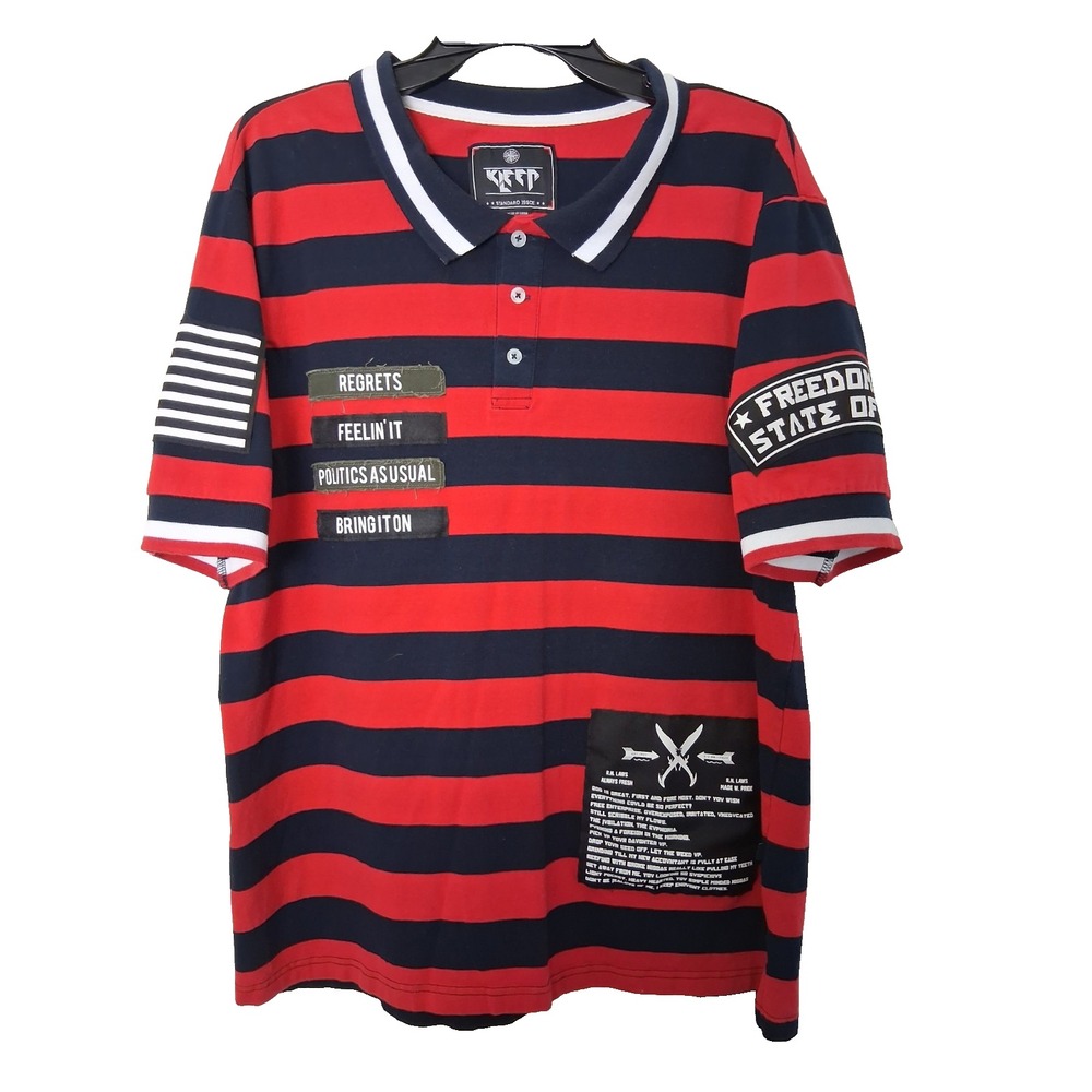 Kleep‎ Graphic Rugby Polo Shirt Mens Large Preppy Academia Streetwear